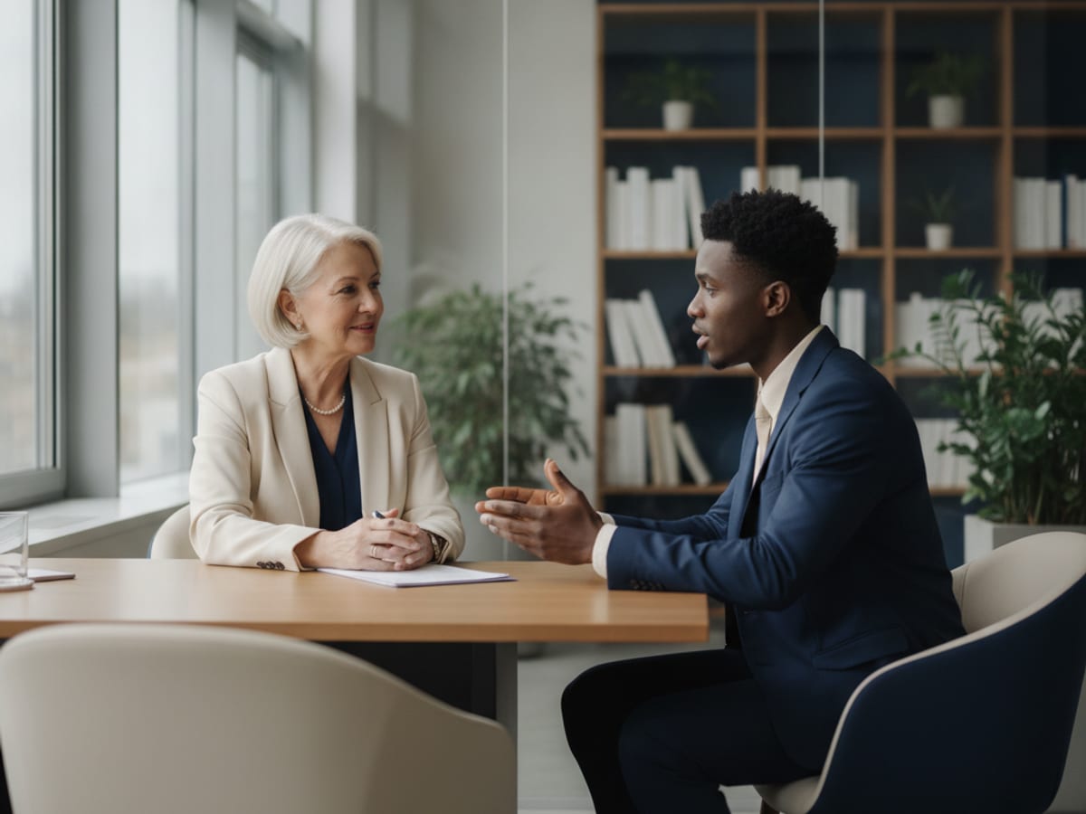Career coach running a mock interview