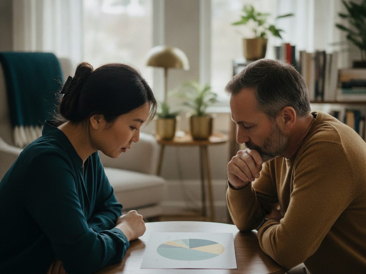 Financial coach and client reviewing a plan