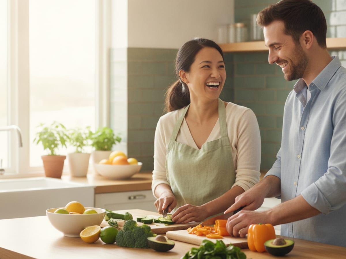 Coach and client cooking together