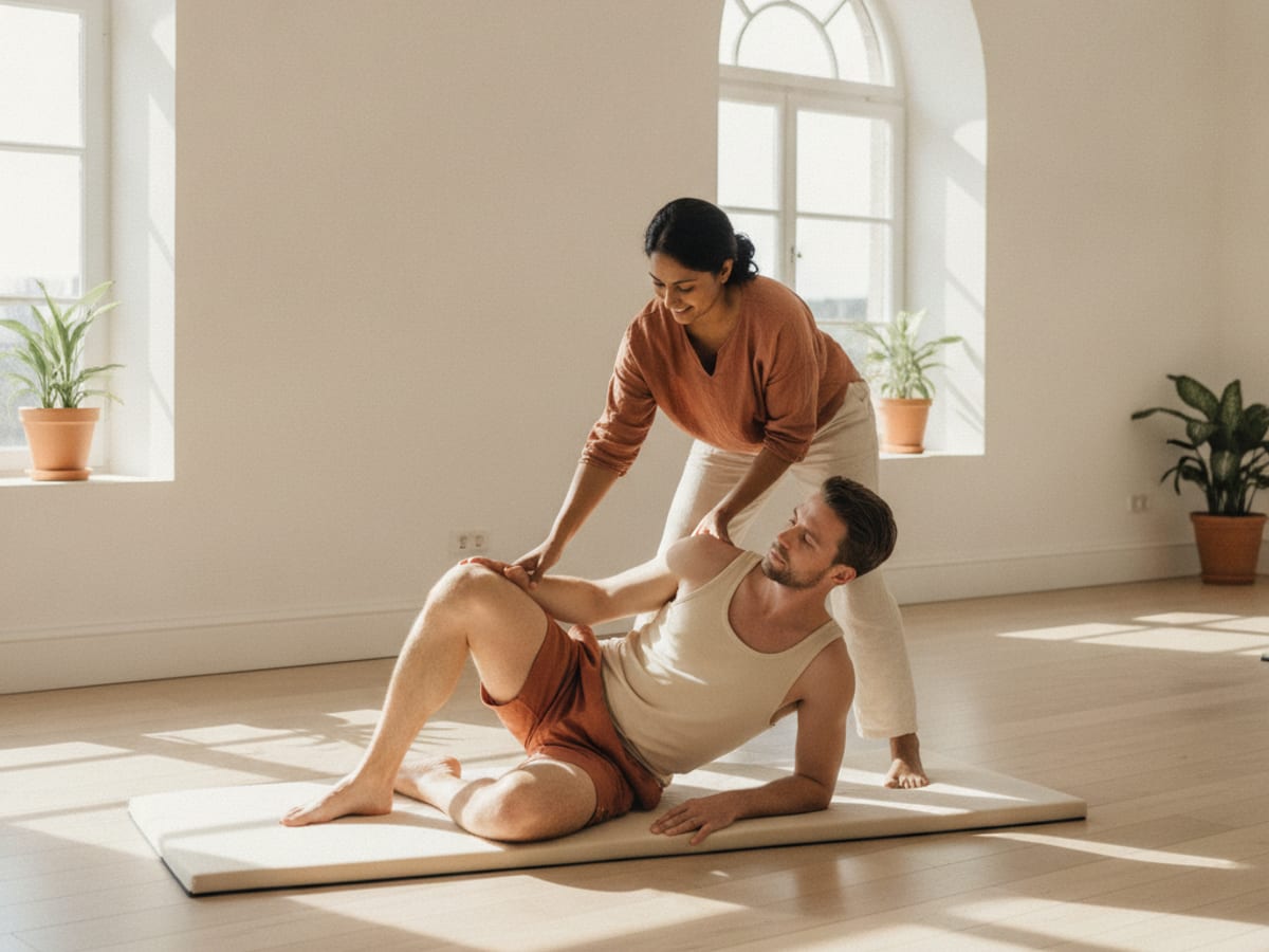 Teacher guiding a student through practice